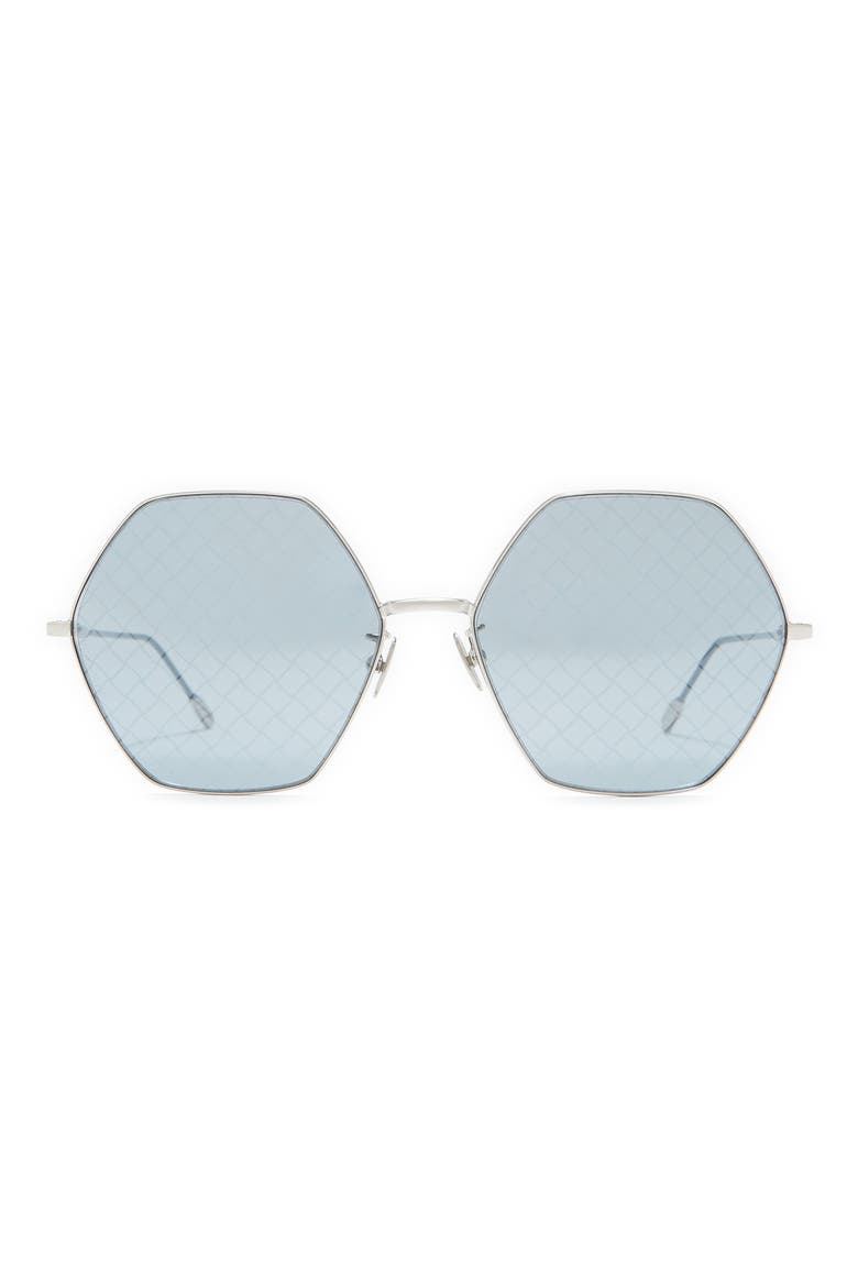 60mm Geometric Sunglasses, Main, color, SILVER BLUE BLUE