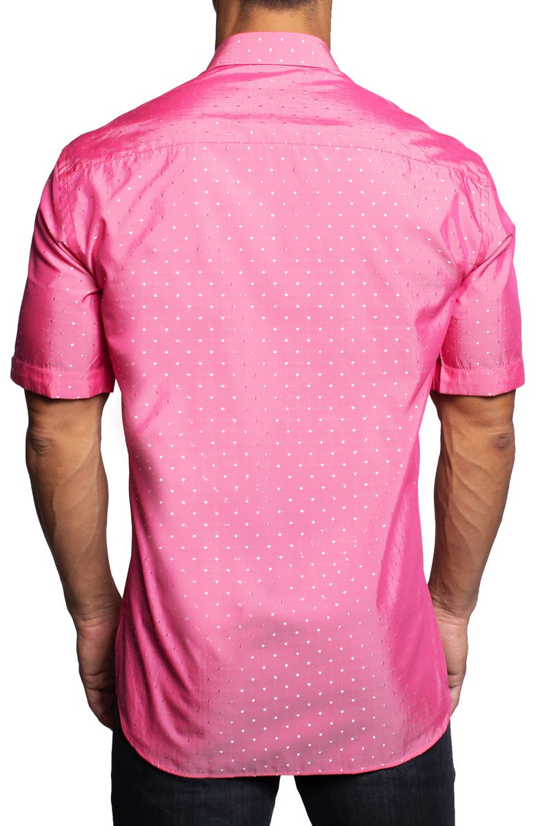 Maceoo Galileo Silverdot Pink Short Sleeve Button-Up Shirt, Alternate, color, Pink