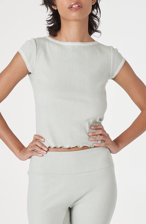 Lettuce Hem Rib Crop T-Shirt