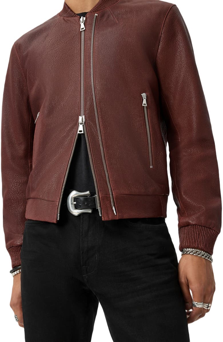 John Varvatos Xavier Leather Jacket, Alternate, color, Tamarind
