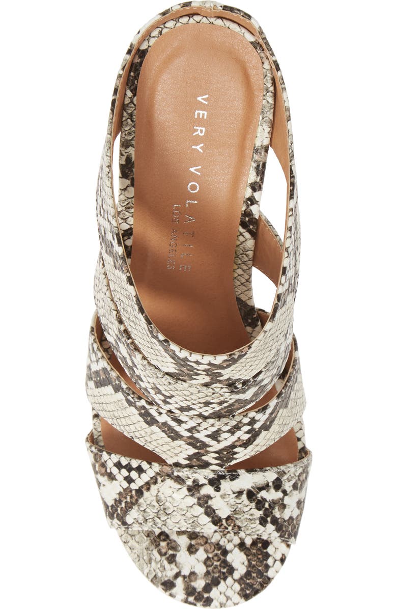 Very Volatile Haider Snake Embossed Slide Sandal, Alternate, color,