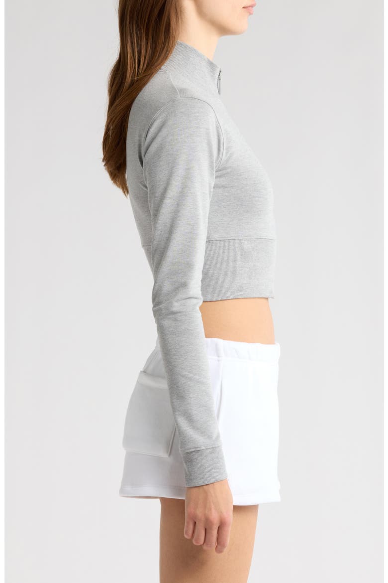 Crop Stretch Cotton Blend Track Jacket, Alternate, color, HEATHER GREY