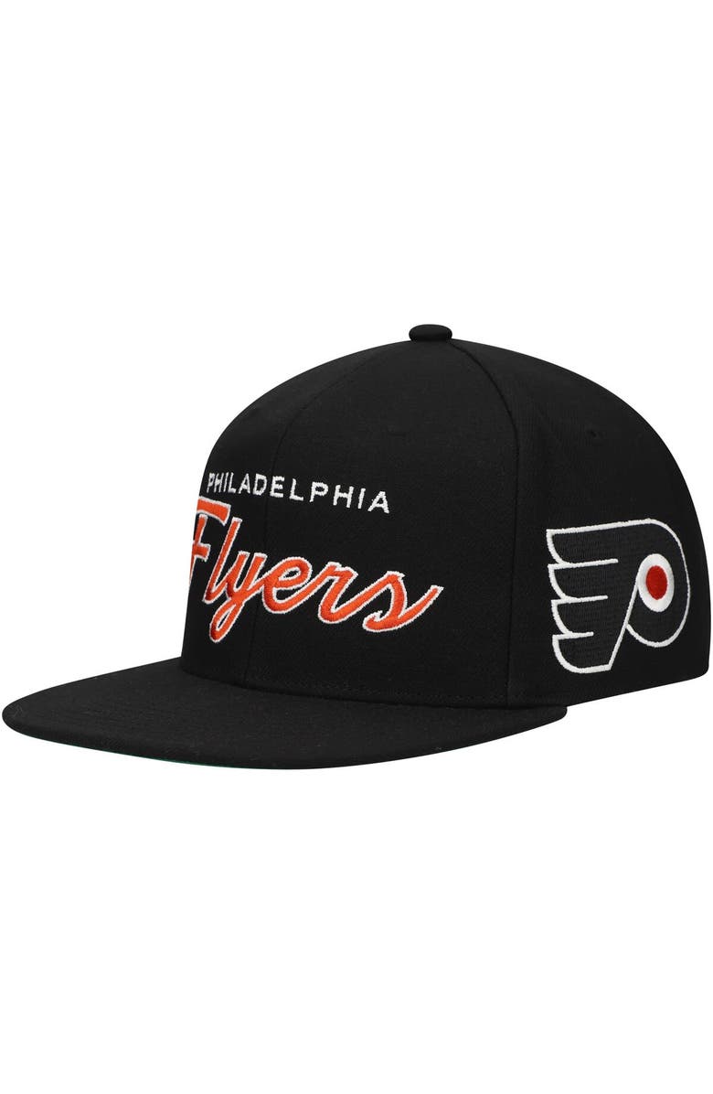 Mitchell & Ness Men's Mitchell & Ness Black Philadelphia Flyers Core Team Script 2.0 Snapback Hat, Main, color, Black