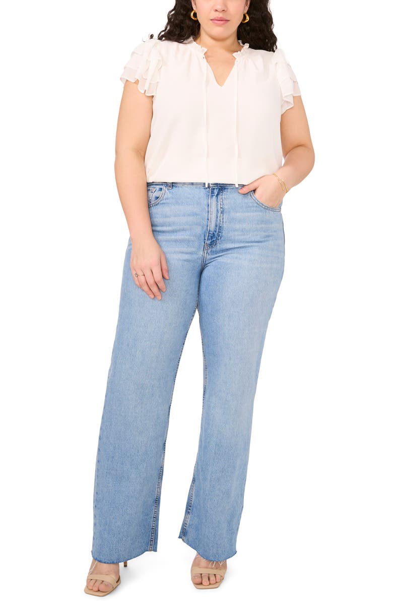 1.STATE Tie Neck Flutter Sleeve Top, Alternate, color, 