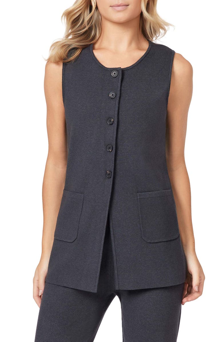 Scotch & Soda Longline Sweater Vest, Main, color, Charcoal Grey Heather