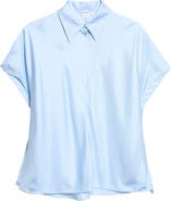 Bottega Veneta Layered Short Sleeve Silk Twill Button-Up Shirt