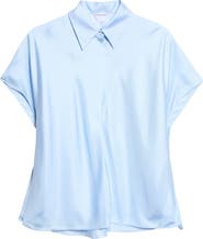 Bottega Veneta Layered Short Sleeve Silk Twill Button-Up Shirt