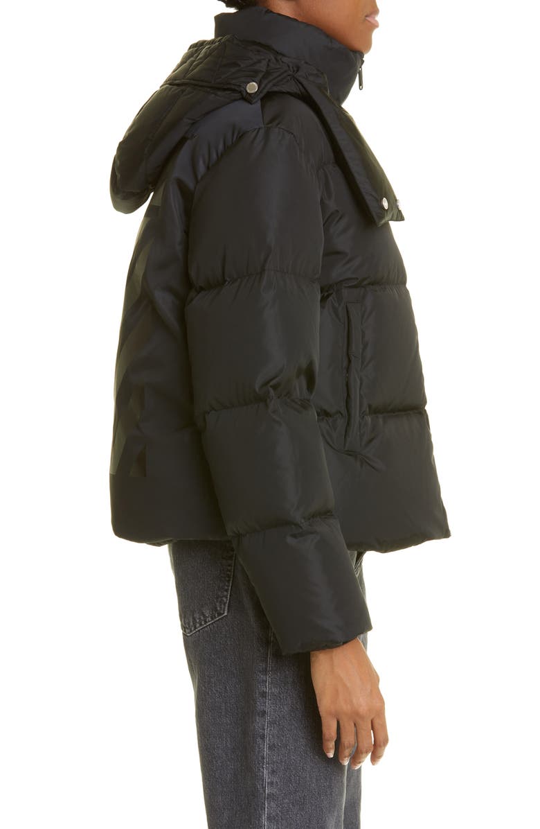 Off-White Regular Fit Diagonal Down Hooded Puffer Jacket, Alternate, color,