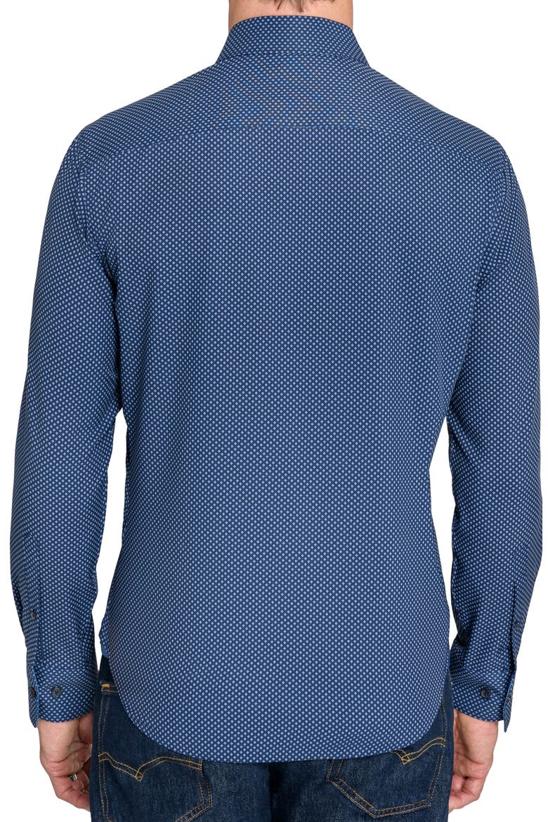 Broken Geo Slim Fit Performance Shirt, Main, color, NAVY