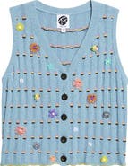 YanYan Dotty Embellished Cotton Rib Sweater Vest