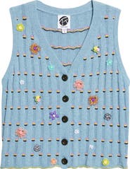 YanYan Dotty Embellished Cotton Rib Sweater Vest