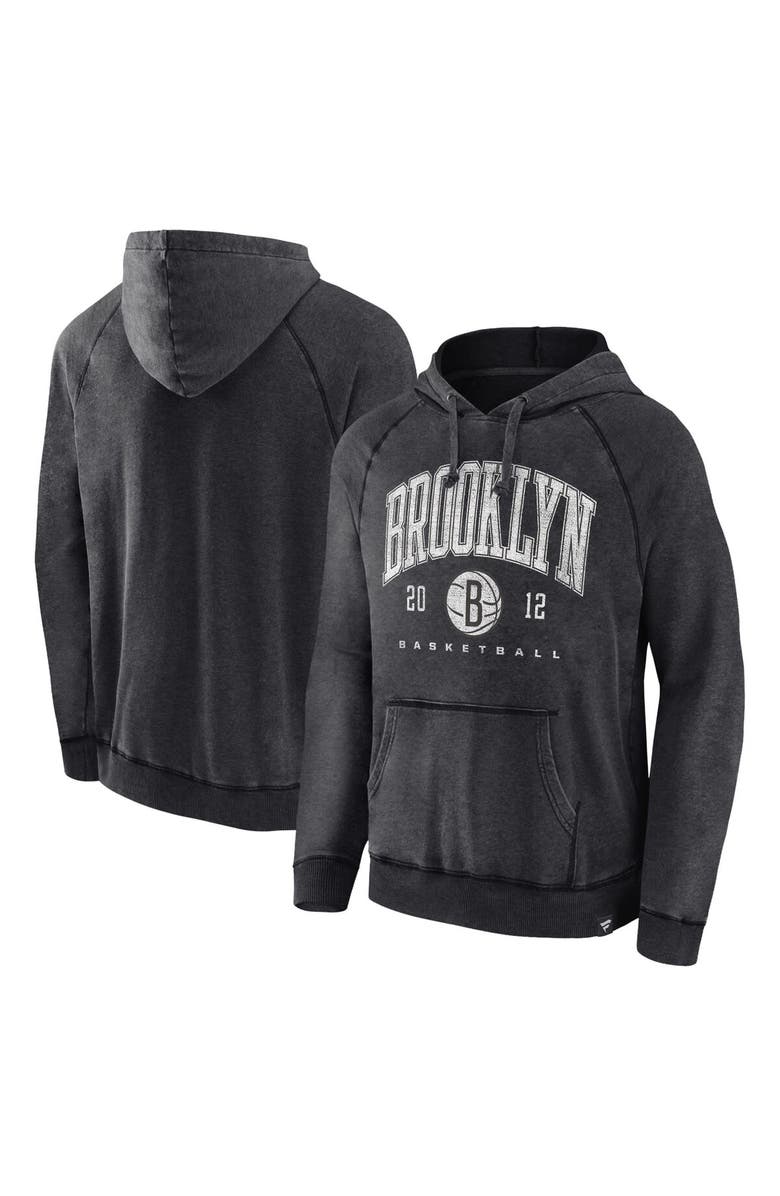 FANATICS Men's Fanatics Branded Heather Charcoal Brooklyn Nets Foul Trouble Snow Wash Raglan Pullover Hoodie, Main, color, Heather Charcoal