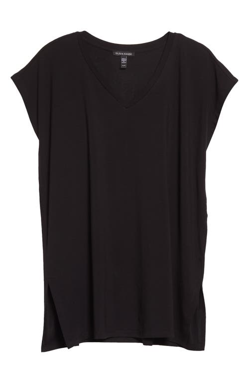 Eileen Fisher Crinkled Organic Cotton Jersey Tunic In Black