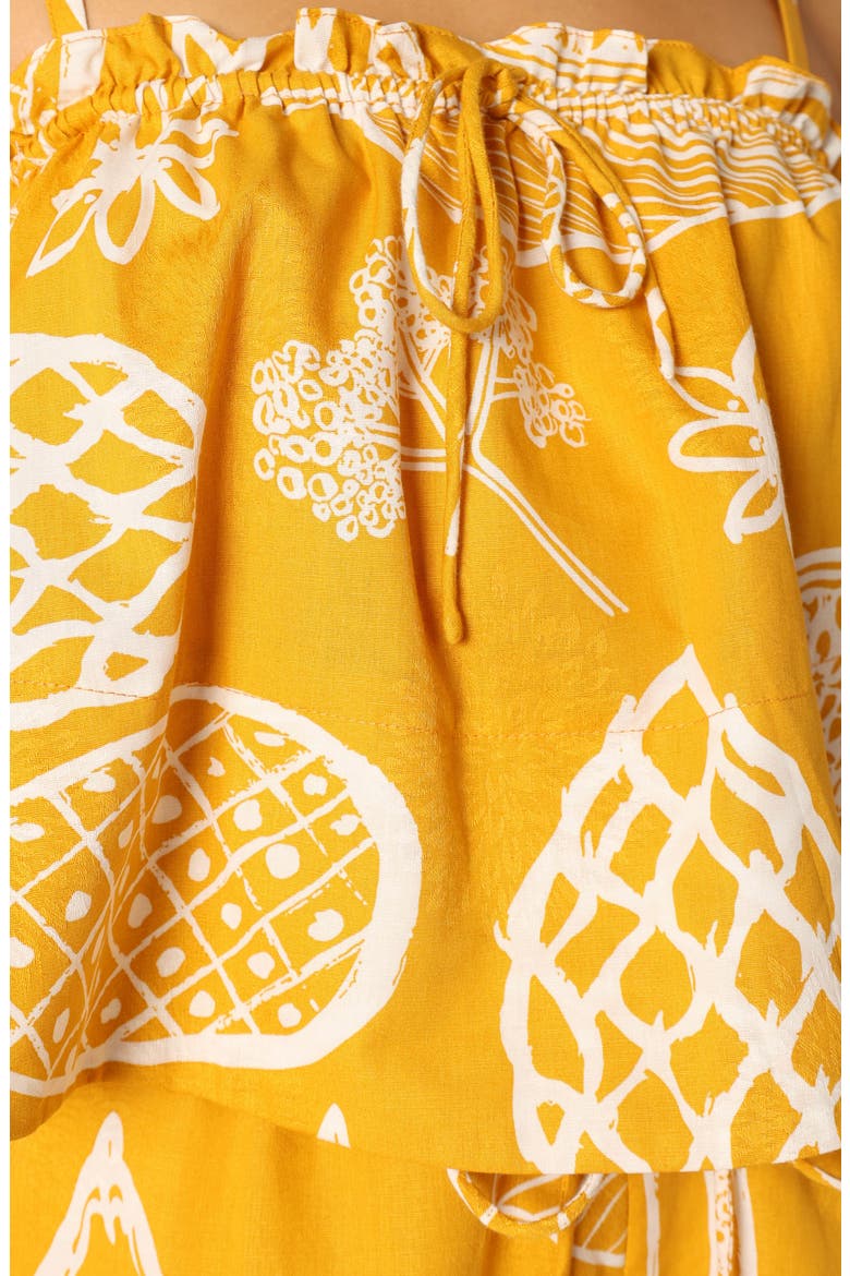 Honey Mixed Print Cotton & Linen Top, Alternate, color, YELLOW