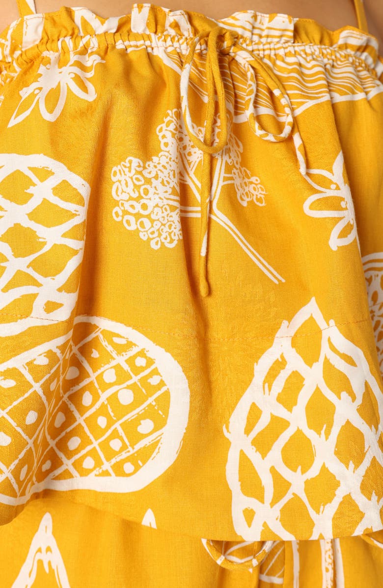 Petal & Pup Honey Mixed Print Cotton & Linen Top, Alternate, color, Yellow