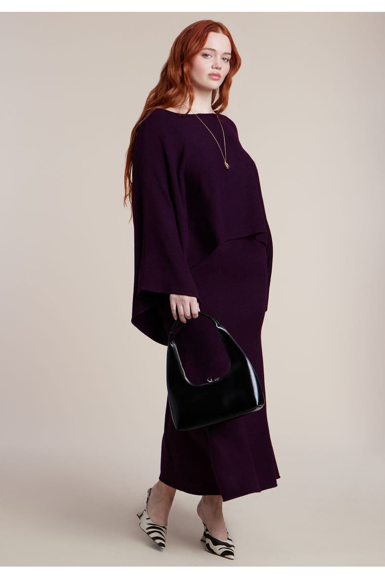 Boxy Three Quarter Sleeve Turtleneck, Alternate, color, PLUM PURPLE