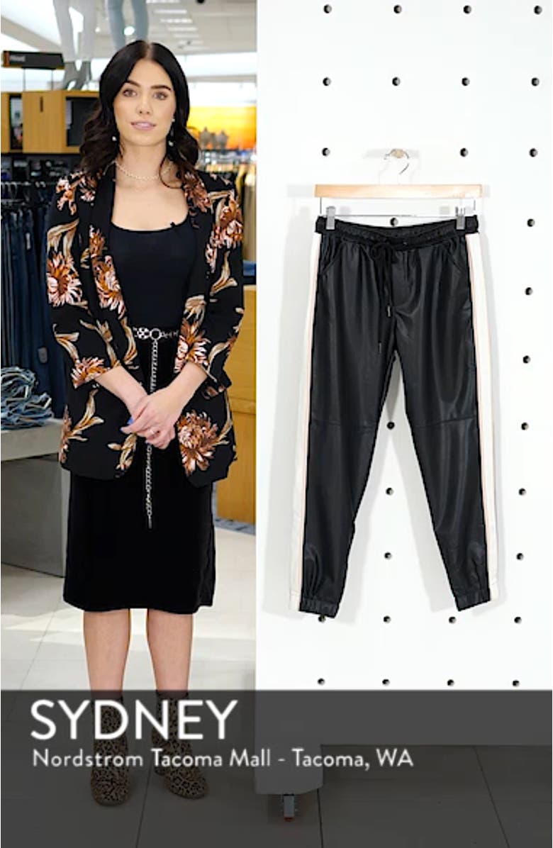 Side Stripe Faux Leather Jogger Pants, sales video thumbnail
