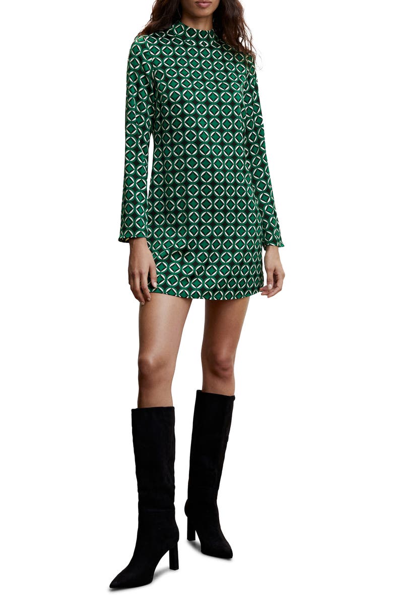 MANGO Geometric Long Sleeve Minidress, Main, color, 