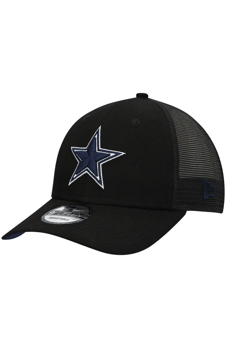 New Era Men's New Era Black Dallas Cowboys Basic Trucker 9FORTY Snapback Hat, Main, color, 