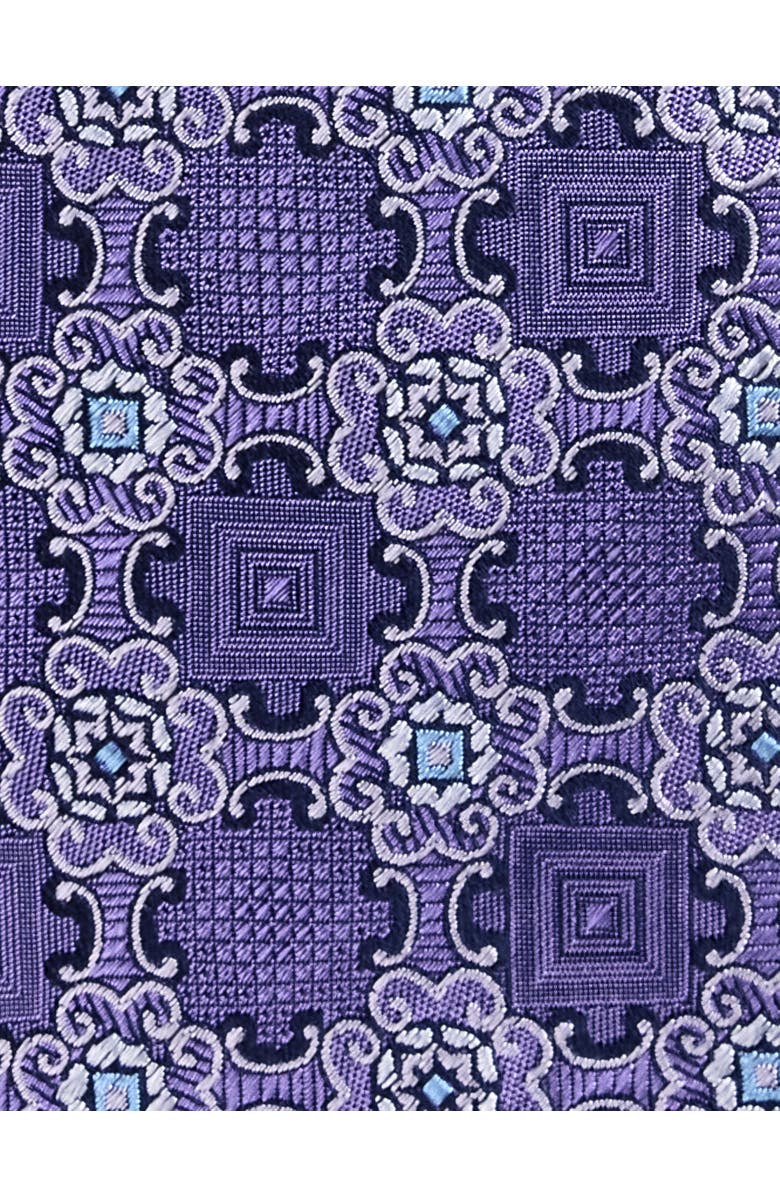 Oak Hill Premium by DXL Big & Tall Spring Medallion Silk Tie, Alternate, color, Purple