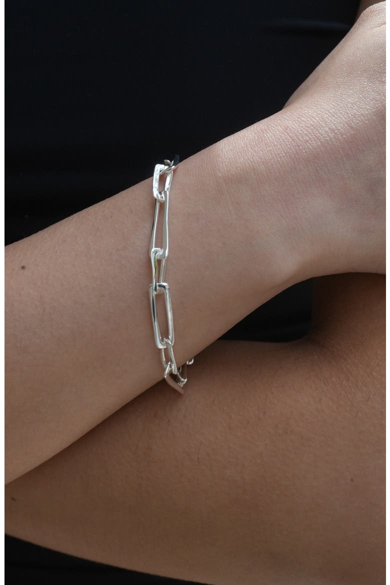 Chunky Paper Clip Chain Bracelet, Alternate, color, SILVER