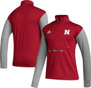 adidas Men's adidas Scarlet/Heathered Gray Nebraska Huskers Team AEROREADY Half-Zip Top