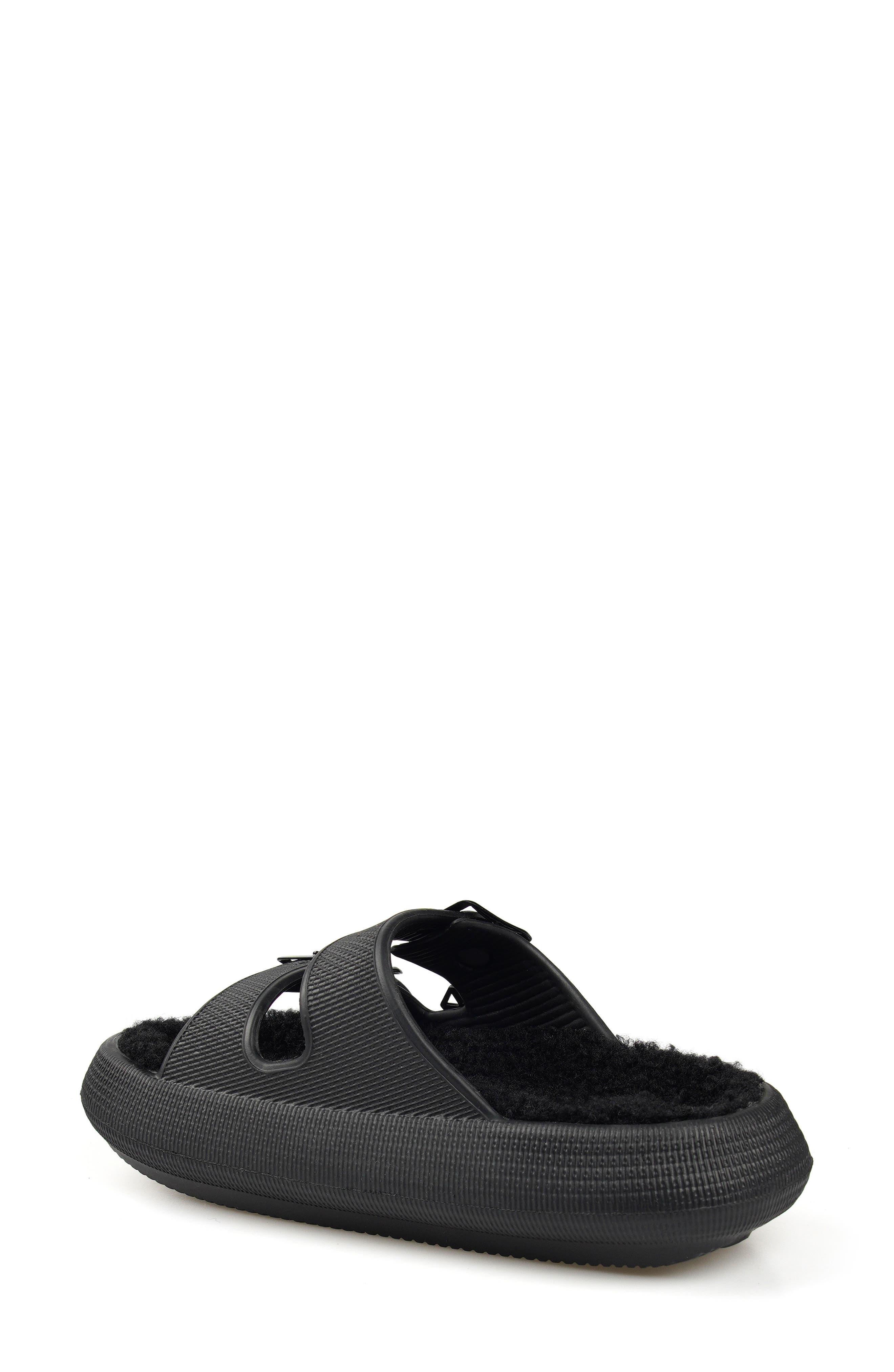 ROCK AND CANDY Faux Shearling Slide Sandal, Alternate, color, Black