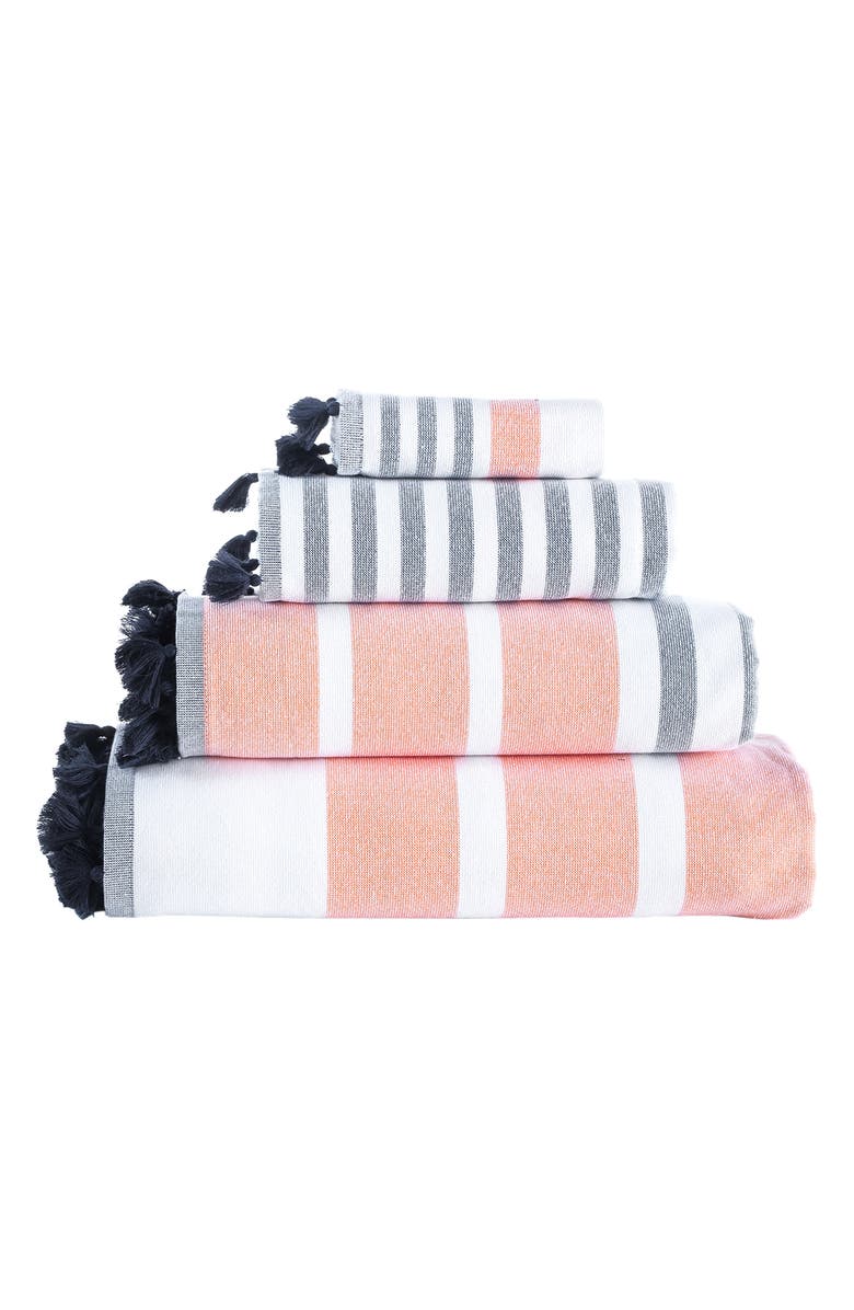 Brooks Brothers Pesthemal Turkish Cotton Bath Sheet, Alternate, color, Grey/ Orange