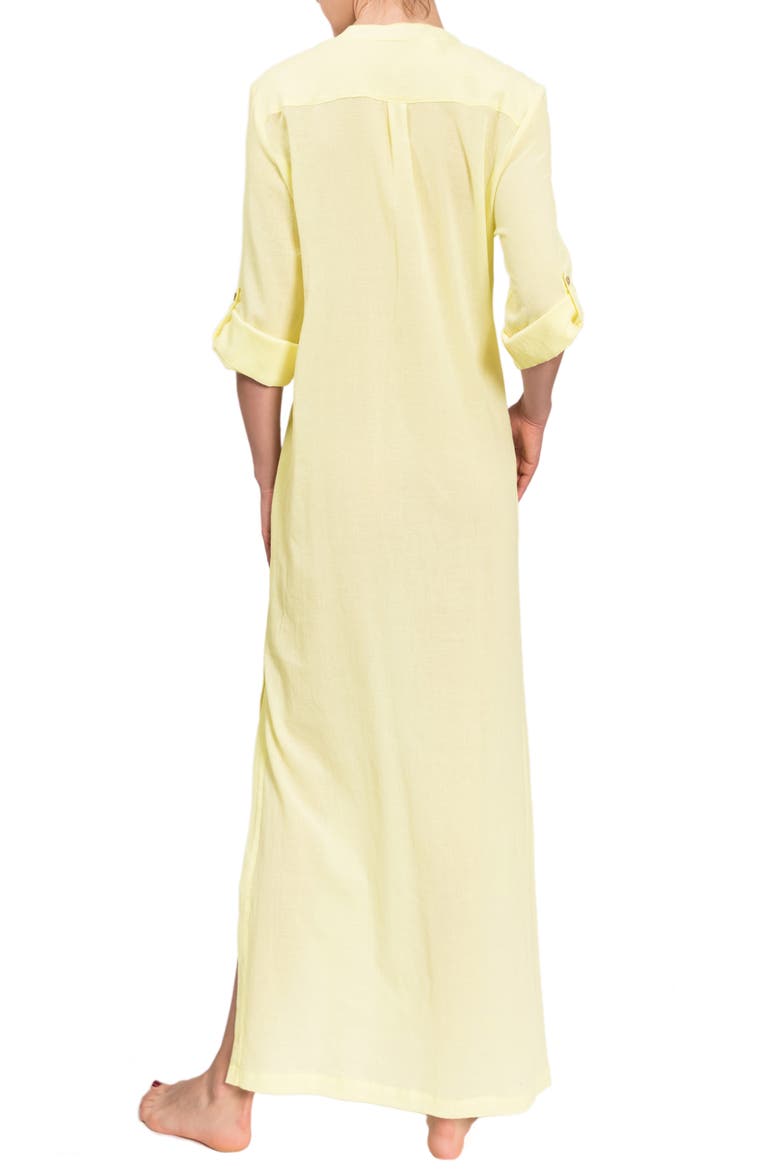 Plunge V-Neck Cotton Caftan, Alternate, color, LIMONCELLO