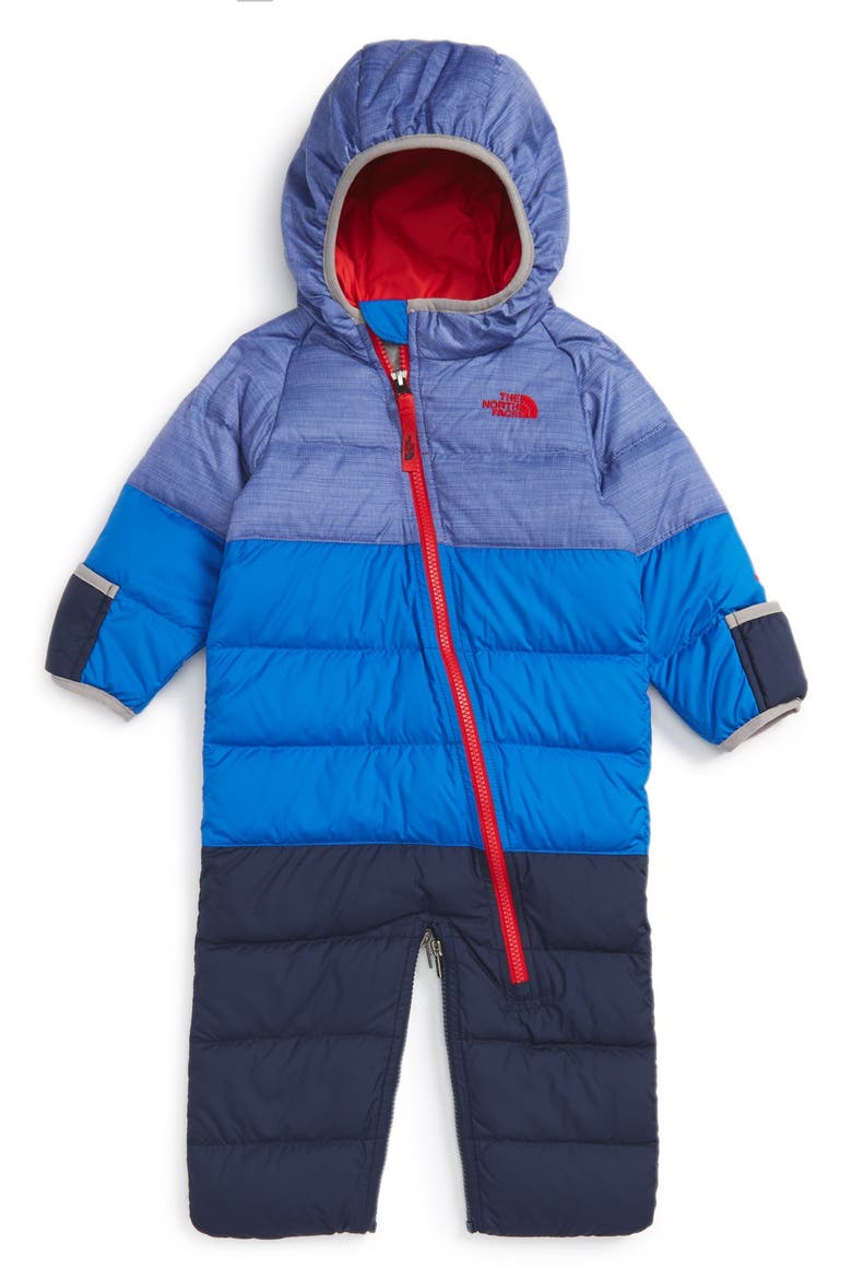 'Lil Snuggler' Water Resistant Down Snowsuit, Main, color, HONOR BLUE HEATHER
