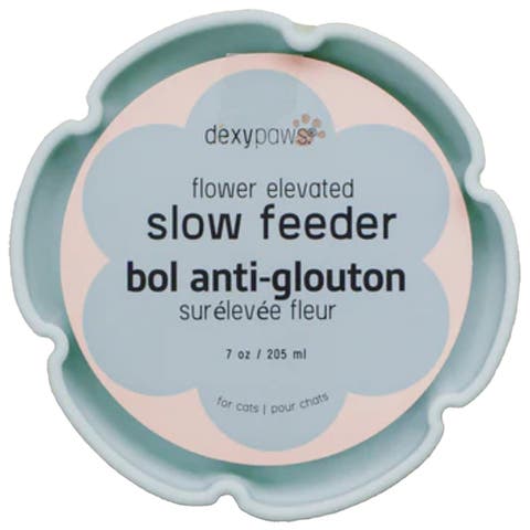 Flower Elevated Slow Feeder, Sage Green, Silicone Cat Dish