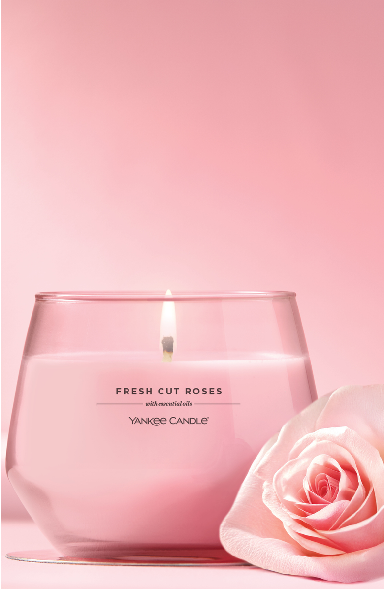 YANKEE CANDLE Fresh Cut Roses Studio Candle with Essential Oils, Set of 2, Alternate, color, Pink