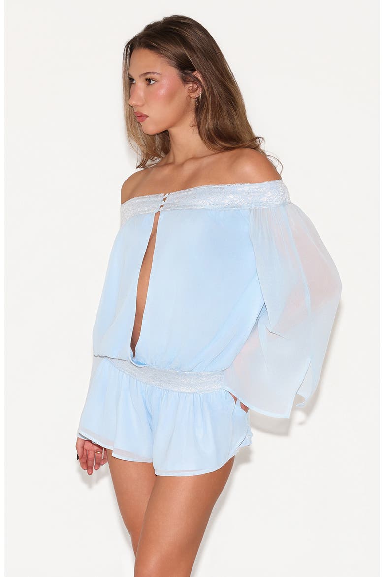 Tessie Off the Shoulder Playsuit, Alternate, color, BLUE