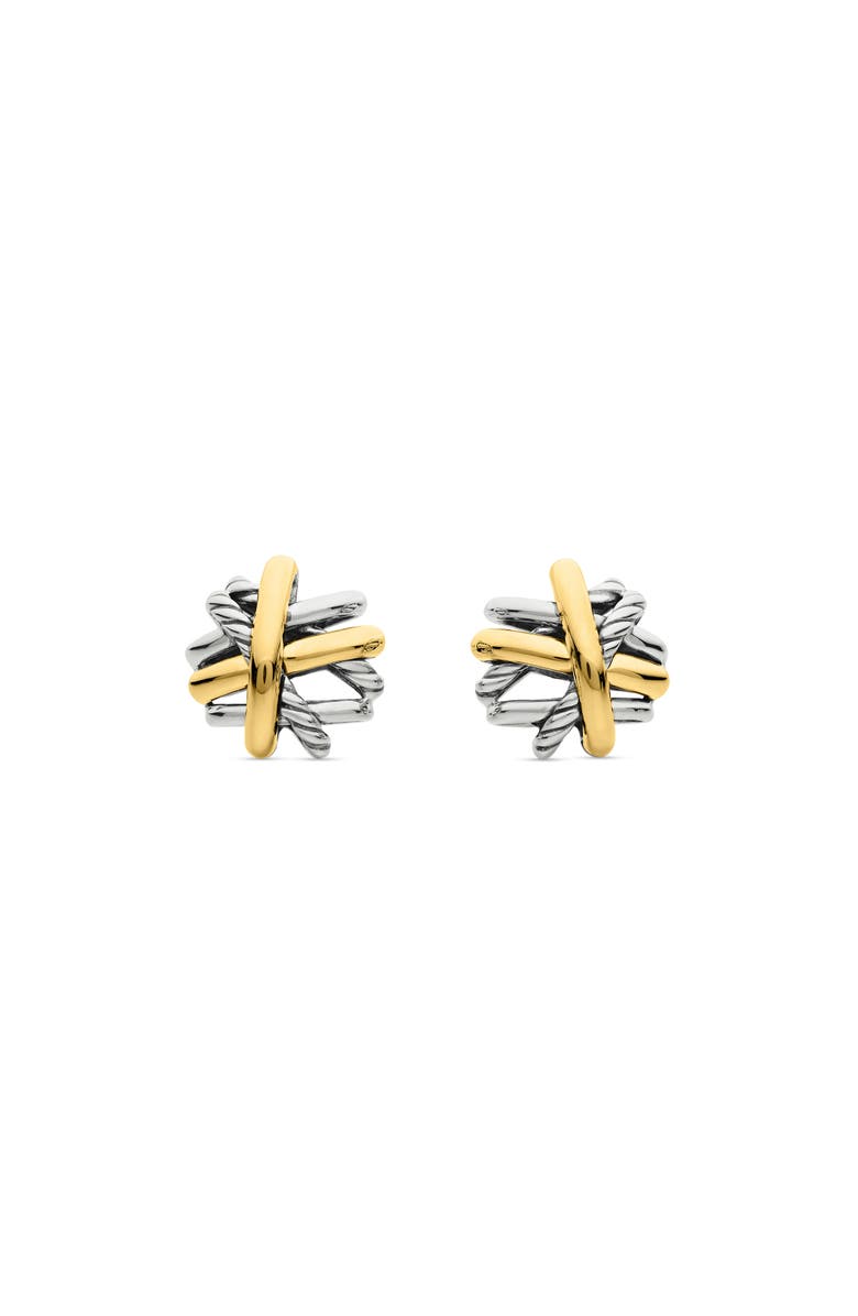 David Yurman Crossover Stud Earrings with 18K Yellow Gold, Main, color, Silver/ Gold