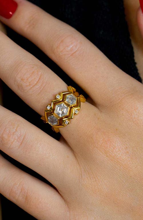 Sterling Forever 14k Plated Cz Set Of 3 Caterina Stacking Rings