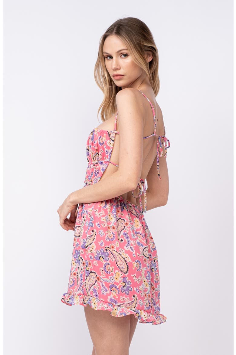Paisley Open Back Minidress, Alternate, color, PINK