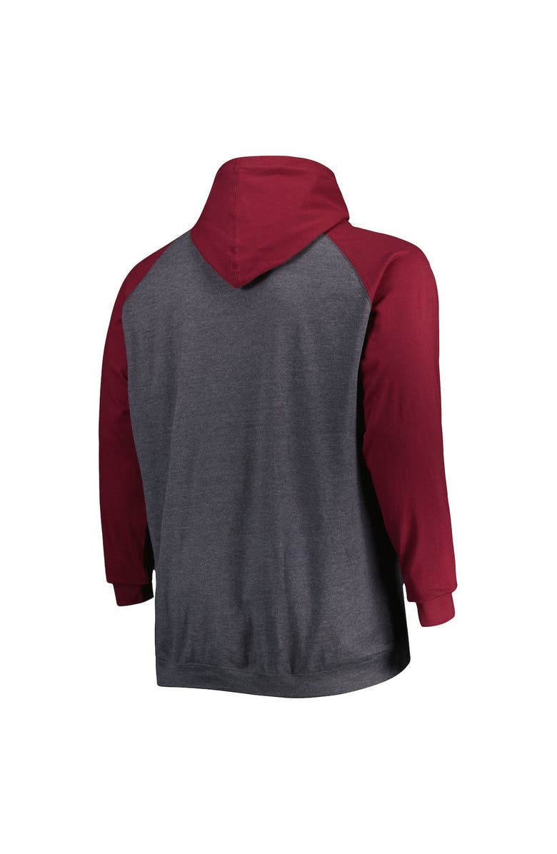 FANATICS Men's Fanatics Burgundy/Heathered Charcoal Washington Football Team Big & Tall Lightweight Raglan Pullover Hoodie, Alternate, color, Burgundy