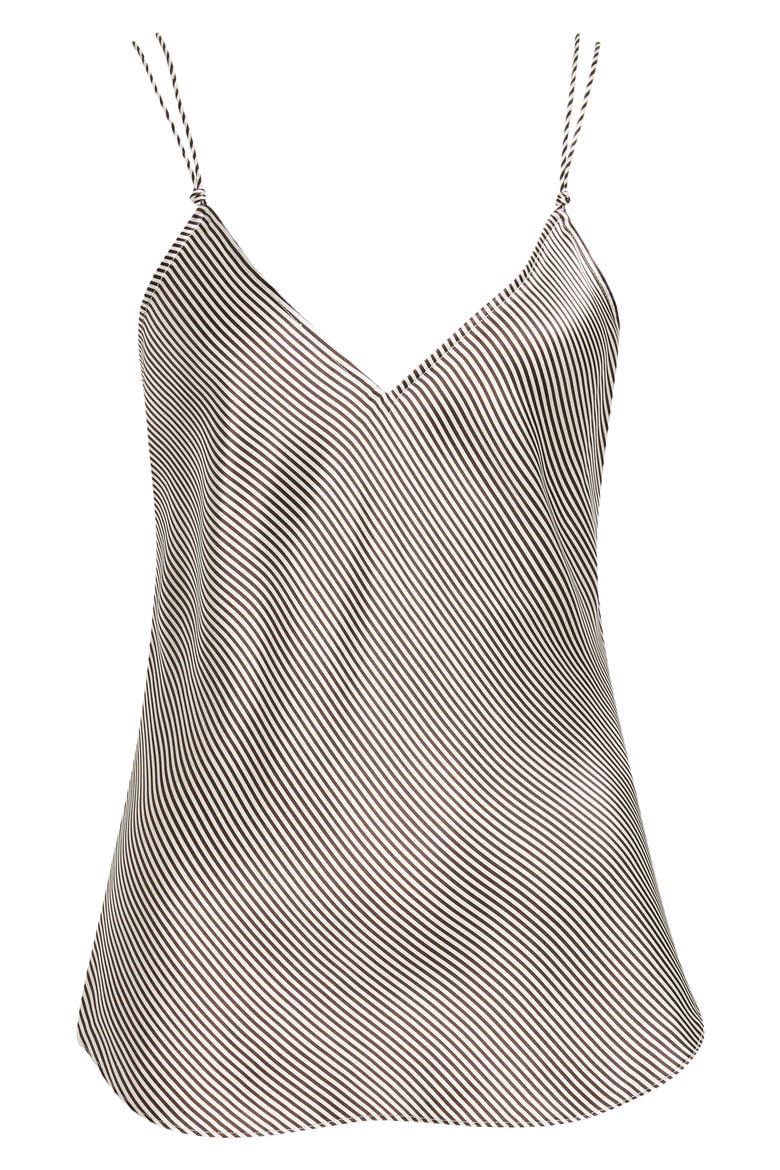 Stripe V-Neck Silk Camisole, Alternate, color, ESPRESSO MULTI