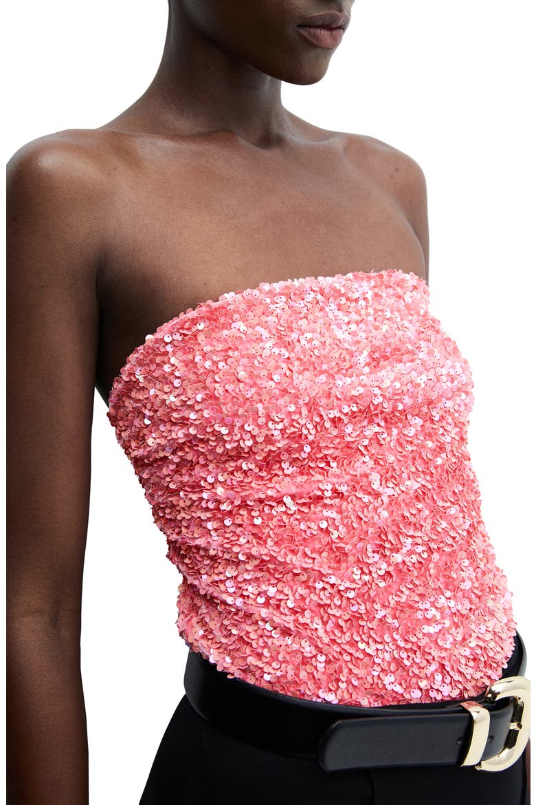 Strapless Sequin Bodysuit, Alternate, color, PINK