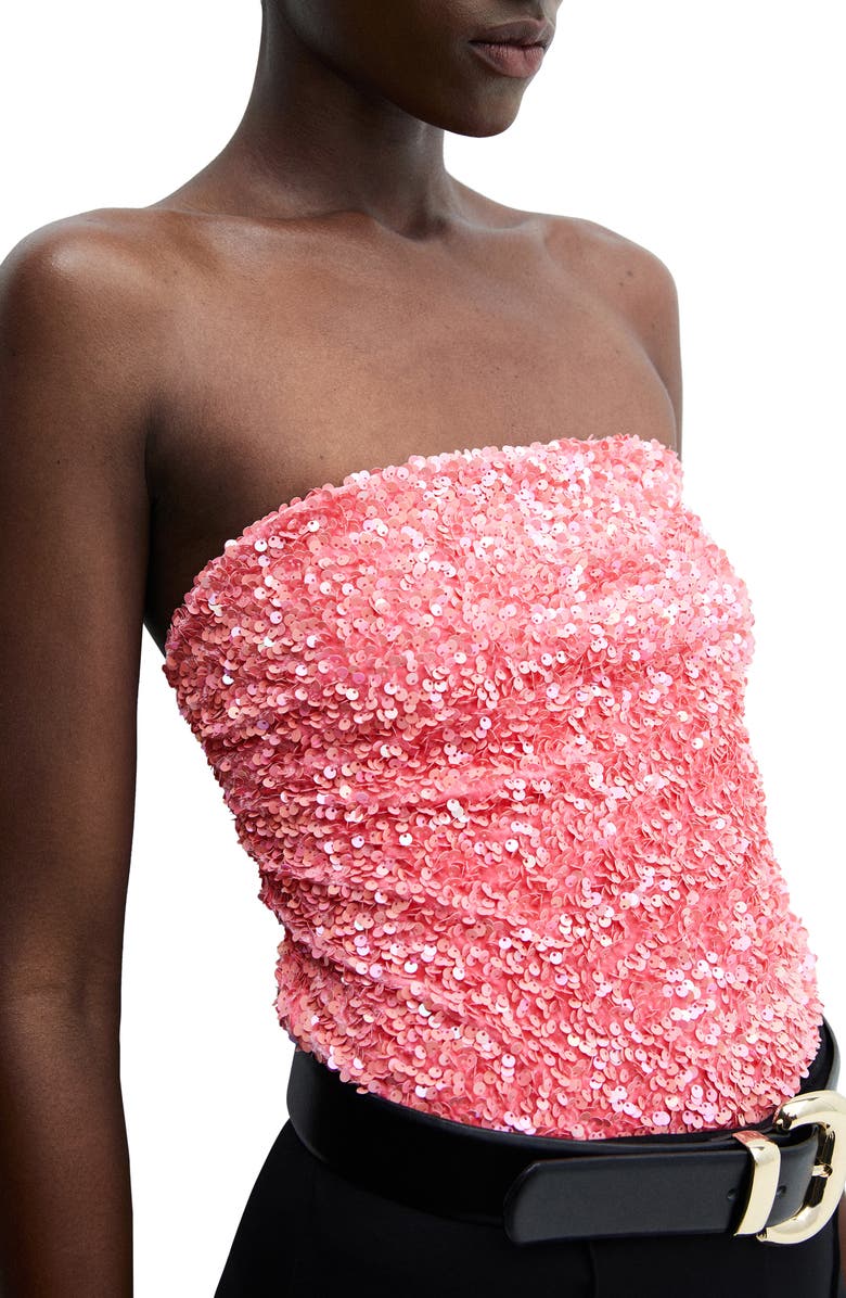 MANGO Strapless Sequin Bodysuit, Alternate, color, 