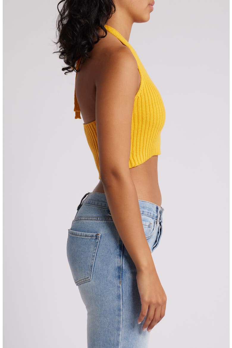 Pixie Rib Crop Halter Top, Alternate, color, CITRUS