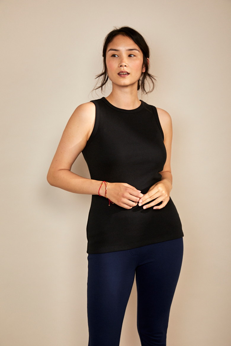 Women's Rib Racer Vest, Main, color, Black