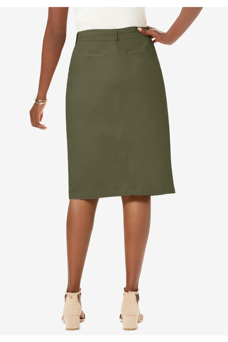 Stretch Cotton Chino Skirt, Alternate, color, DARK OLIVE GREEN