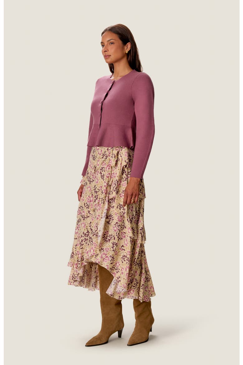 Jocelyn Peplum Cardigan, Alternate, color, Soft Plum