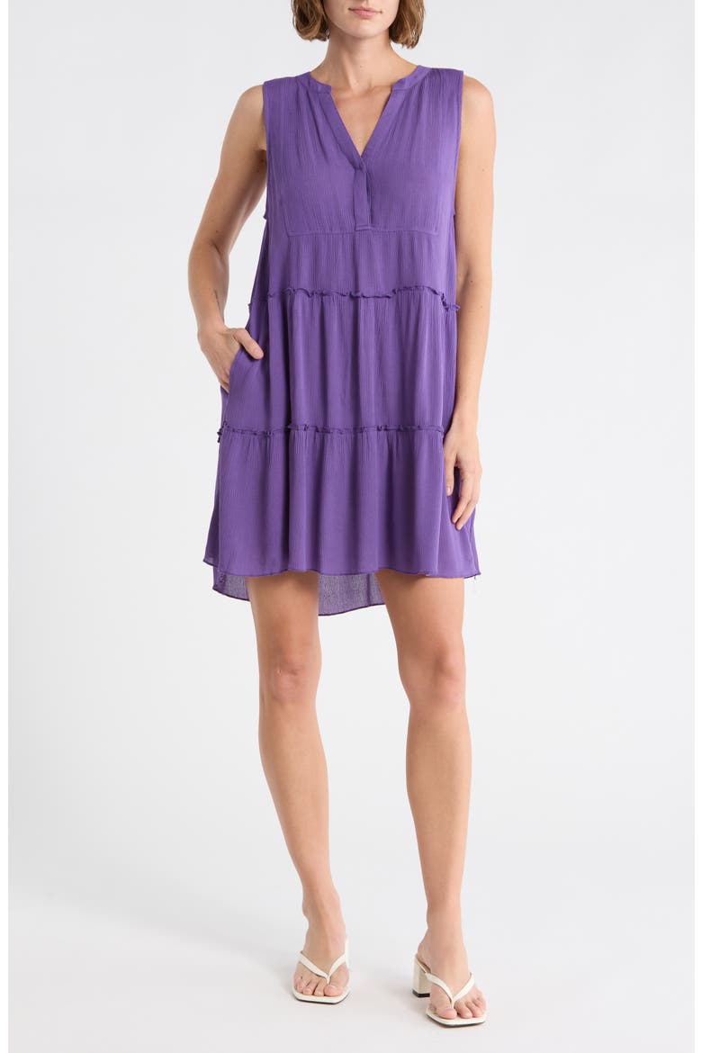 Tiered Gauze Cover-Up Dress, Main, color, PURPLE