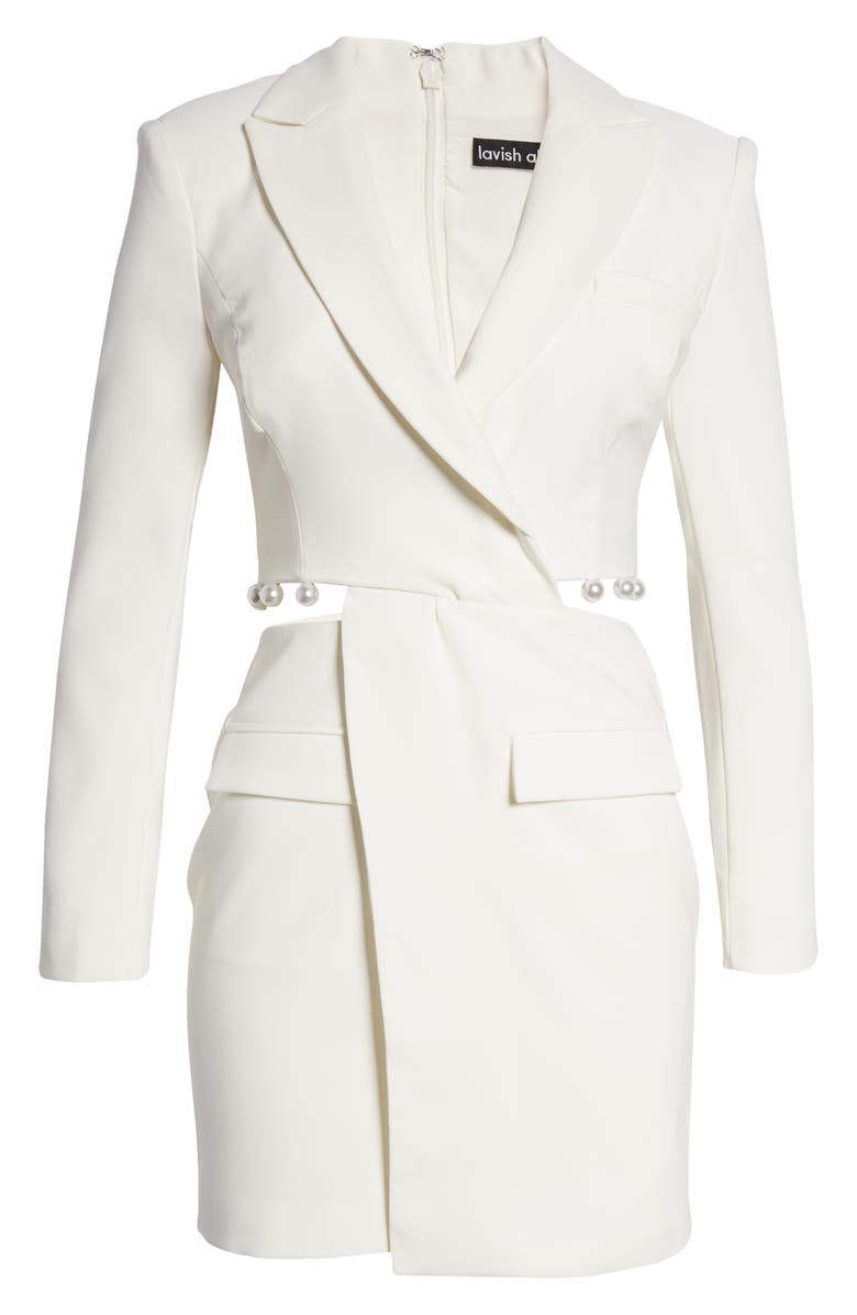 Lavish Alice Pearly Trim Cutout Blazer Dress, Alternate, color,