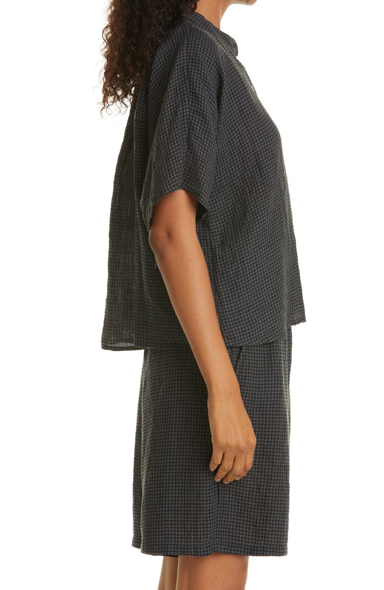 Eileen Fisher Mandarin Collar Organic Linen Shirt, Alternate, color, 