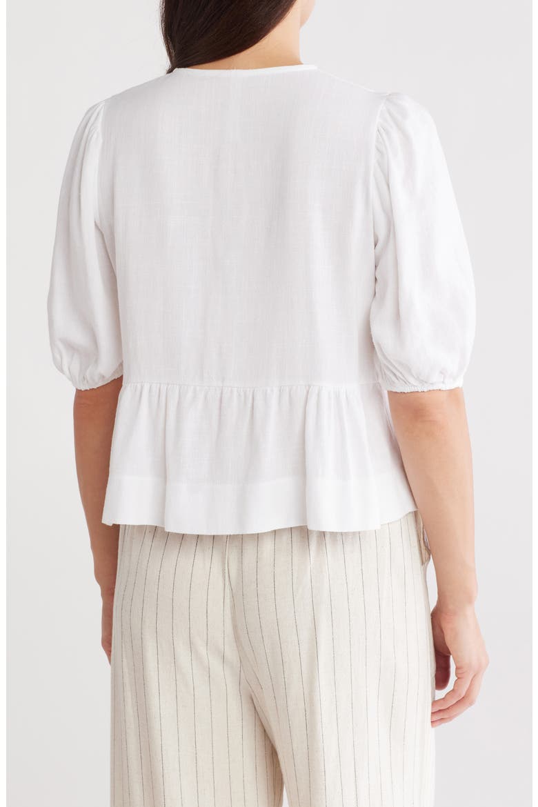 Tie Front Peplum Top, Alternate, color, WHITE
