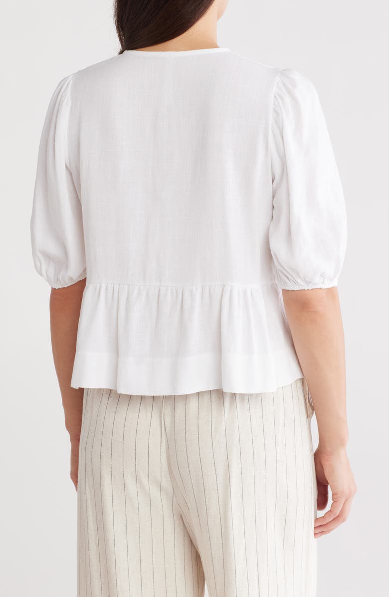 Renee C Tie Front Peplum Top, Alternate, color, White