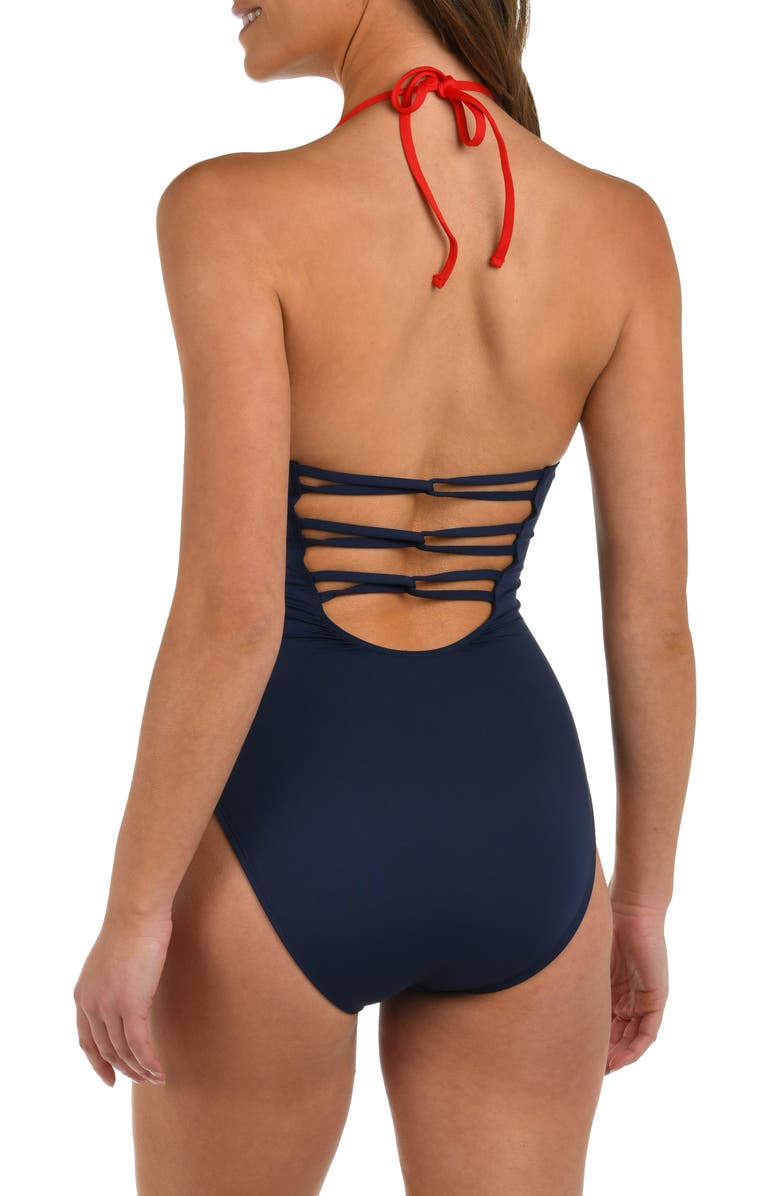 La Blanca Americana Halter One-Piece Swimsuit, Alternate, color, 